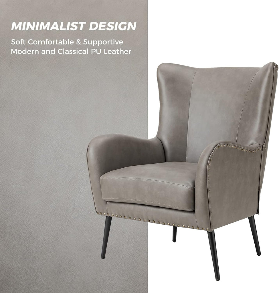 Faux Leather Accent Chair, Grey