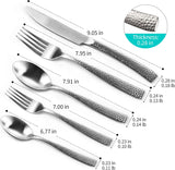 Matte Silver Hammered Flatware Set Stainless Steel Silverware Set 20 Pieces Cutlery Set Service for 4