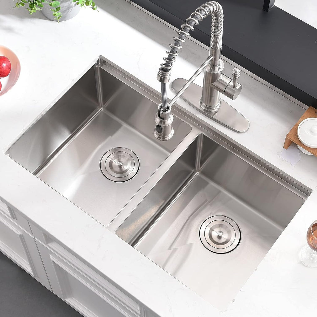 32x19 Inch Undermount Double Bowl Kitchen Sink | Workstation Design,16 Gauge Stainless Steel,10 Inch Deep