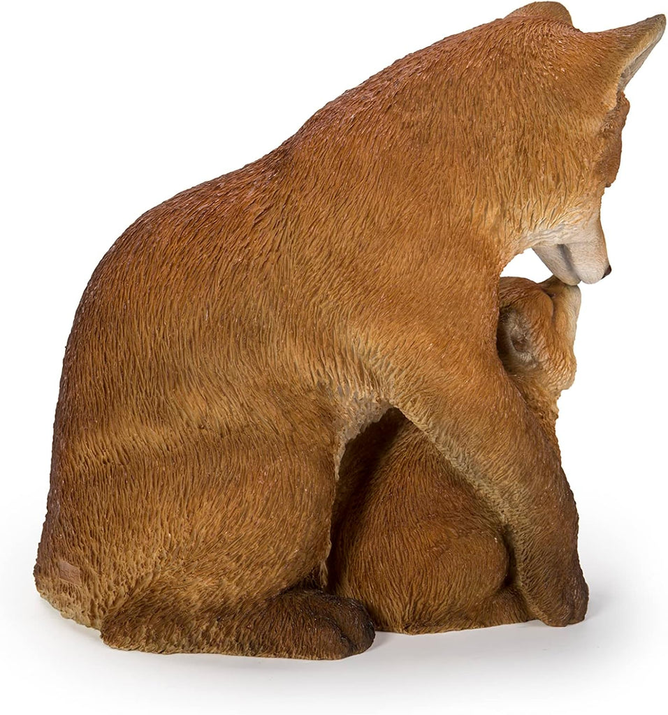 Gift Cuddling Mother and Baby Fox Garden Statue, Brown (87719-I)