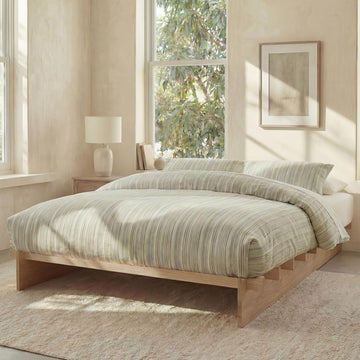 Wood Platform Bed Frame, Platform Bed Frame with Wooden Slats, 10 Min Tool Free Assembly, Japanese