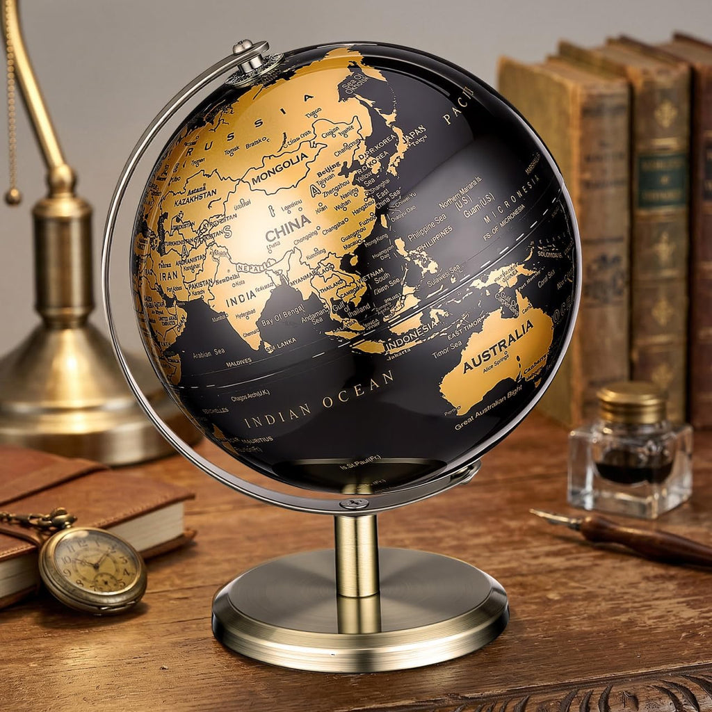 Geography Vintage Desktop World Globe European Luxury Rotating Globe Ornament Desk Table Decoration