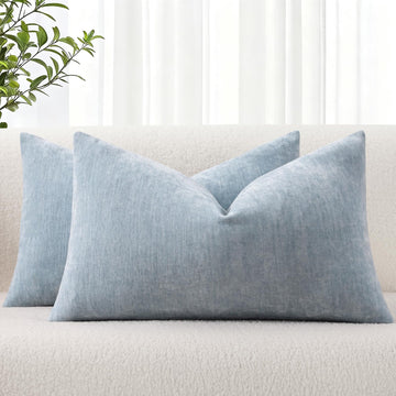 Christmas Light Blue Throw Pillow Covers 12X20 Set of 2