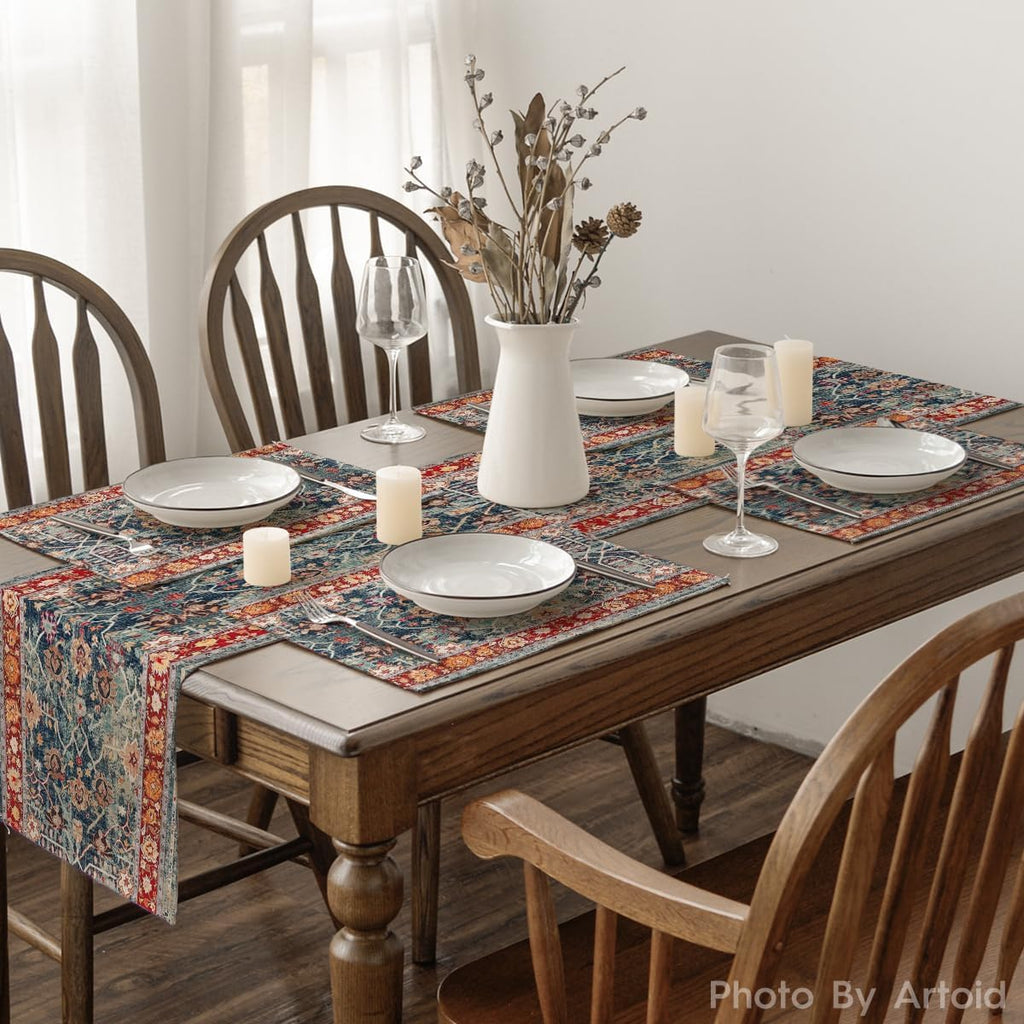Boho Bohemia Style Placemats, 12x18 Inch Country Rustic Farmhouse Magical Fall Table Mats for Party Kitchen - Set of 6