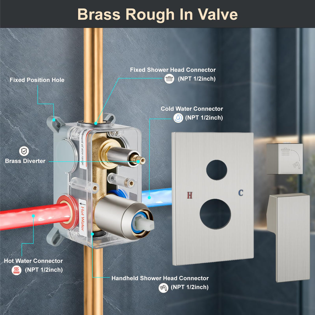 Shower Faucet Set with Handheld Sprayer,8 Inch,Brushed Nickel