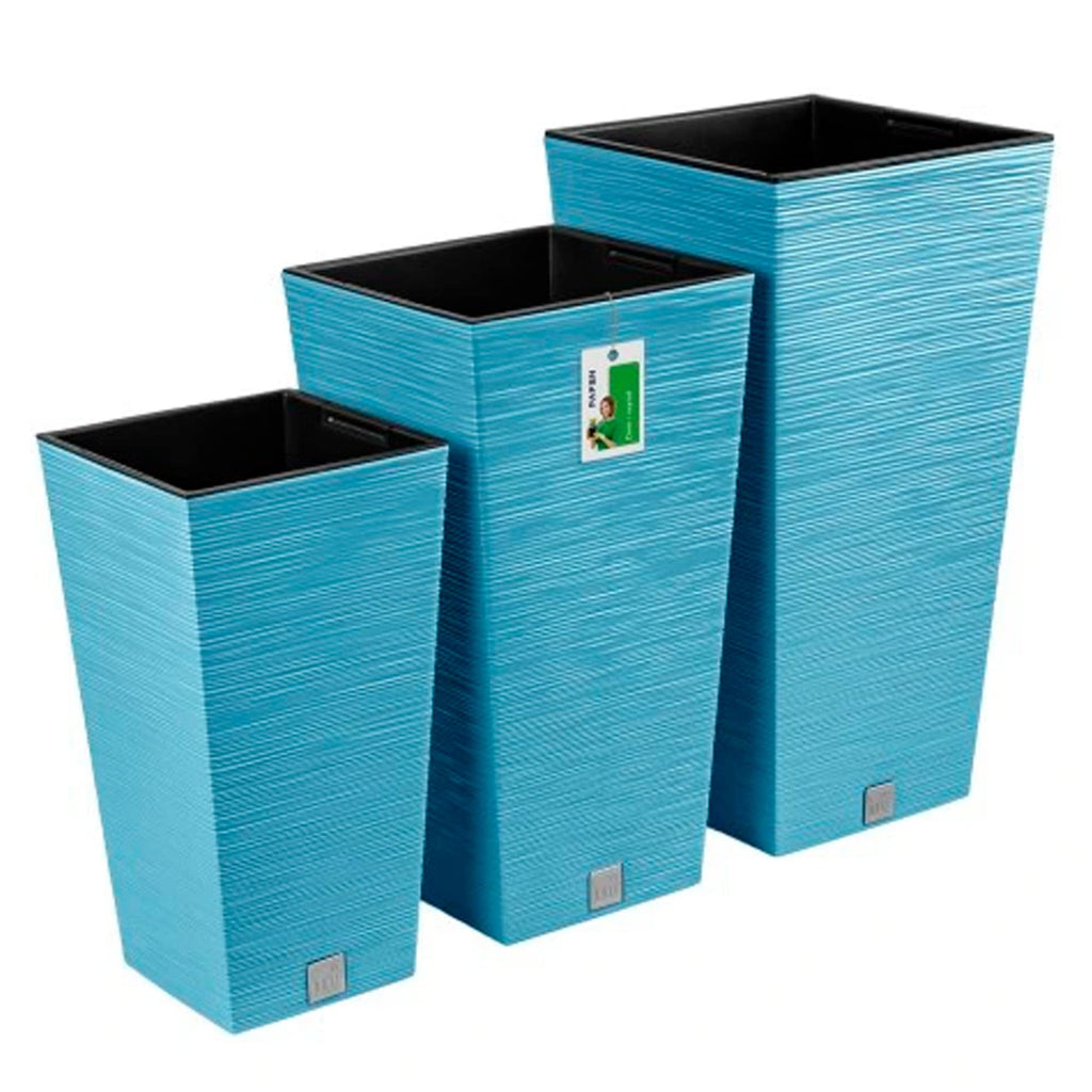 Scandinavian Blue Planter with Reservoir, Furu Collection, 26.5 x 26.5 x 50 cm, 11 Litre Capacity, 26, 5 x 26, 5 x 50 cm