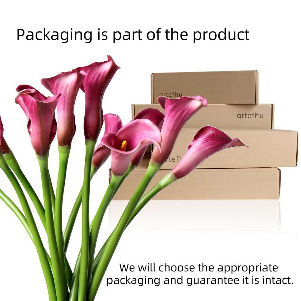 Purple Calla Lily Flowers, 12pcs Real Touch Faux Stems for Vases
