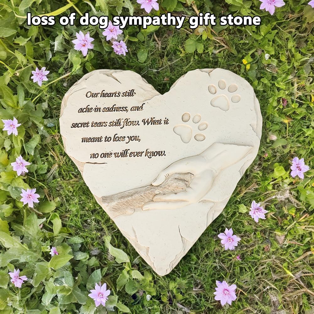 Dog Pet Memorial Stones, Heart-Shaped Loss of Pet Dog Grave Stone Headstones Memorial Gifts Remembrance Gifts