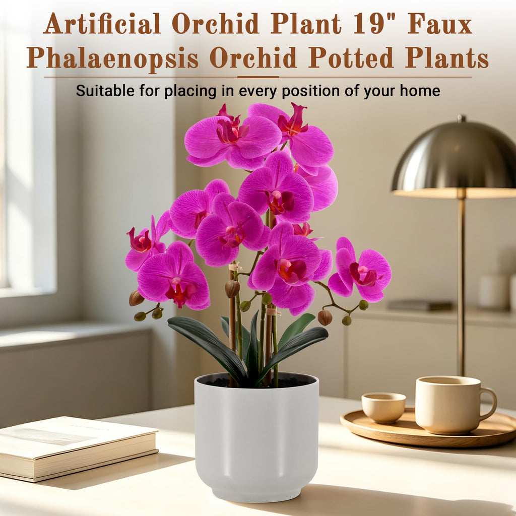Faux Orchid 19"Tall Artificial Flower Plant Indoor Decor