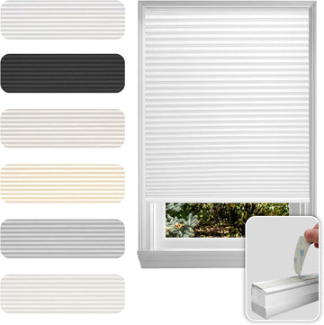 Cellular Cordless Shades for Indoor Windows, No Drill No Tools, Adhesive Mount, Thermal Insulation, Light Filtering