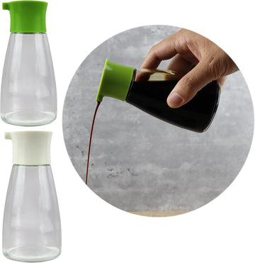 Set Glass Cruet Bottles Dispenser with Non-Drip Spout - Set of 2