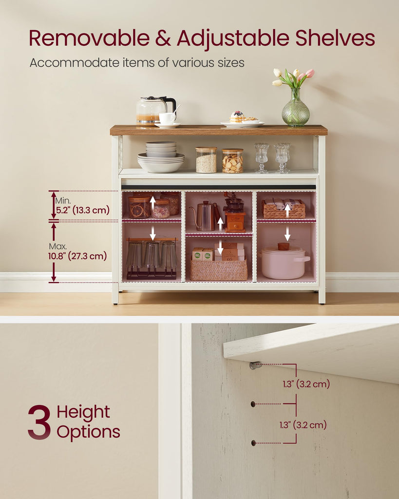Buffet Cabinet, Coffee Bar with 2 Sliding Barn Doors
