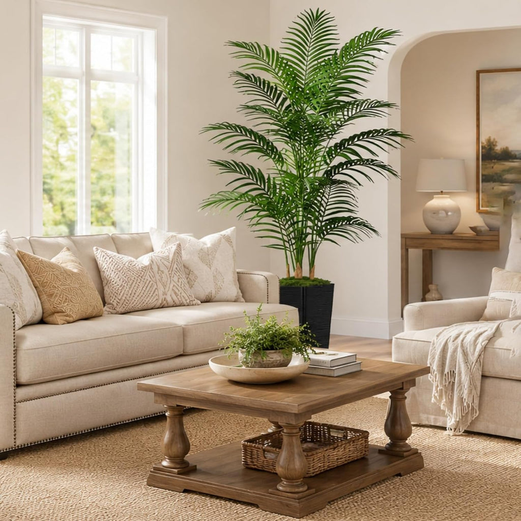 Artificial Palm Tree, 6FT Tall Fake Plant, Faux Tropical Areca Tree