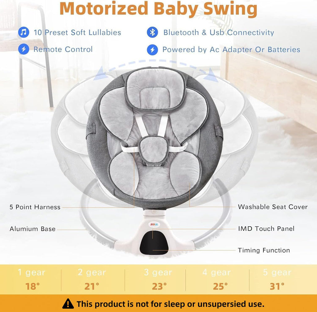 Baby Swing for Infants,Electric Swing for Babies,Portable Swing for Baby Boy Girl,Remote Control Indoor Baby Rocker