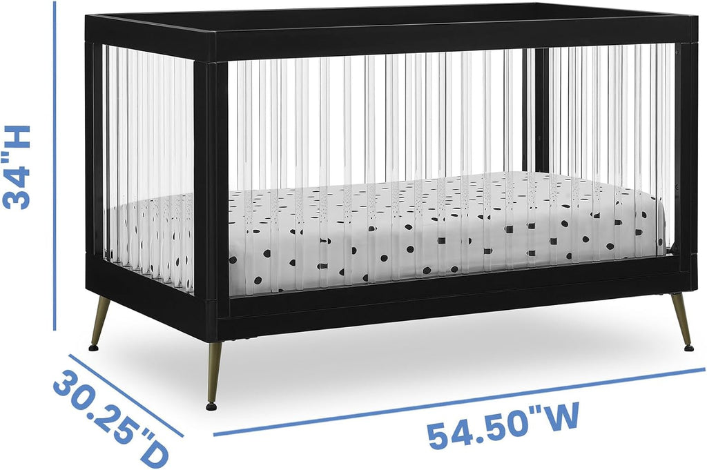 Sloane 4-in-1 Acrylic Convertible Crib - Greenguard Gold Certified, Black/Bronze