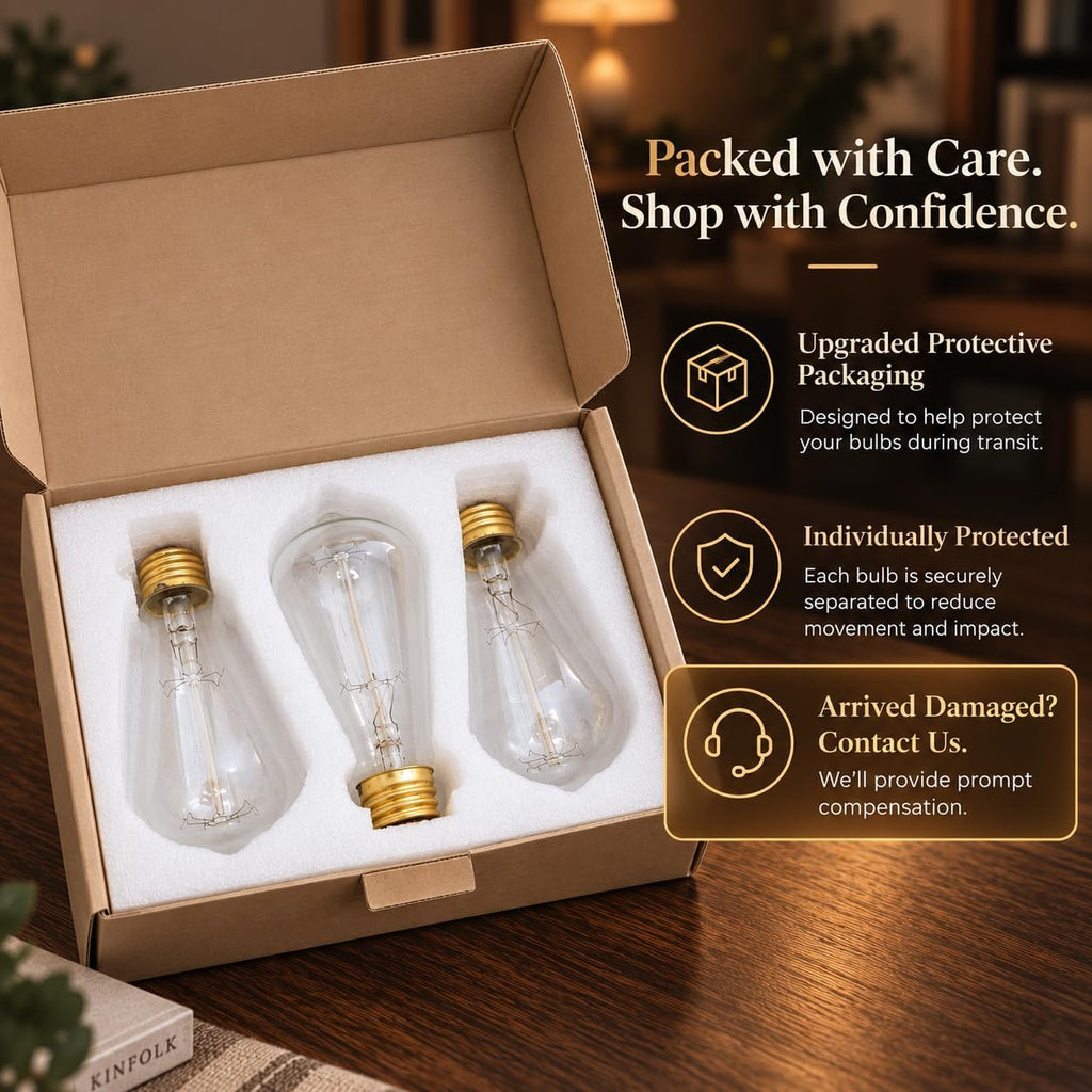 Edison Light Bulb 60 Watt Dimmable ST58 Vintage Warm Bulb