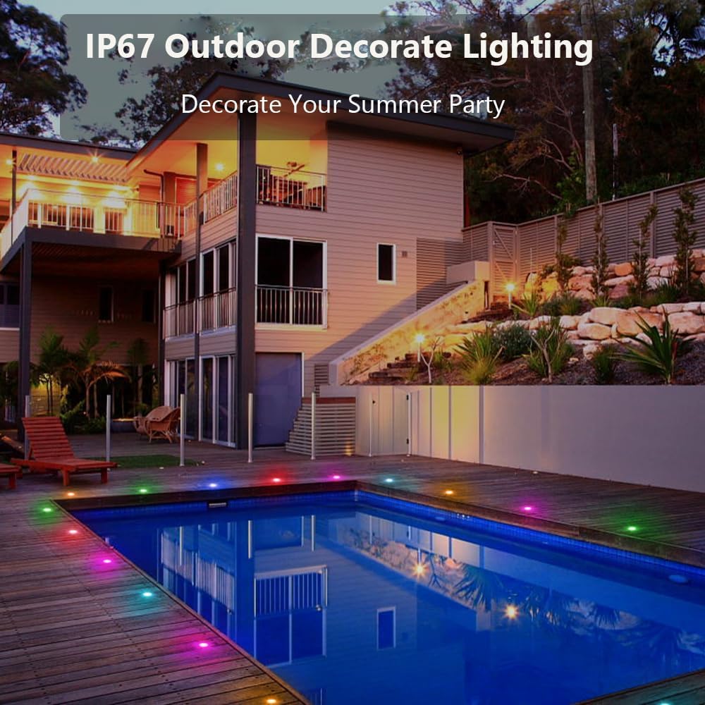 LED Deck Lights Kit, 30 Pack 1.22" WiFi Smart RGBW+IC Multicolor