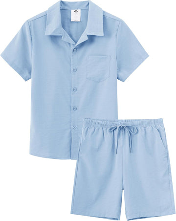 Boys Short 2 Pieces Set Beach Vacation Outfits Texture Set Kids