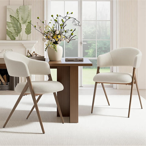 COLAMY Dining Chairs Set of 2, Modern Fabric Upholstered Dining Room Kitchen Side Chairs with Iron Legs