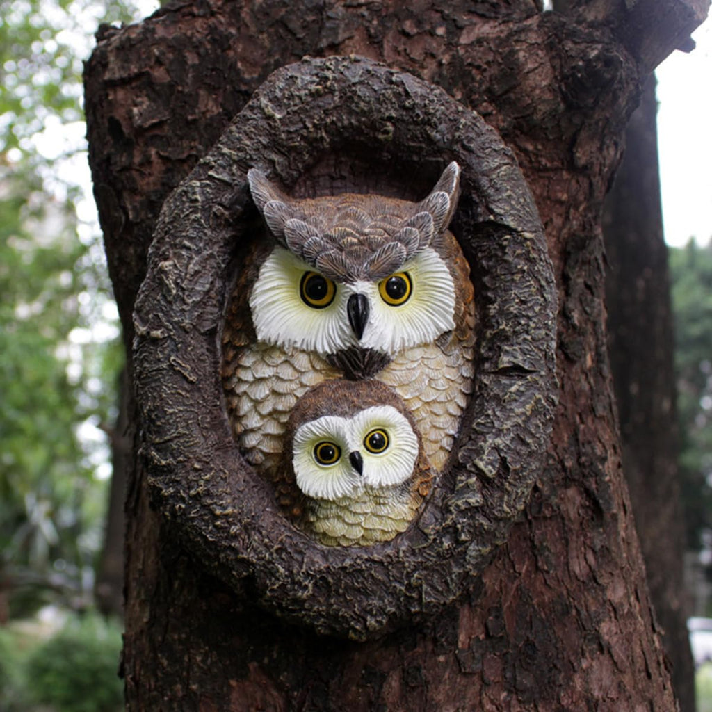 Owl Tree Hugger Whimsical Tree Sculpture Garden Statues Outdoor Tree Face Decor Garden Peeker Yard Art Decorations