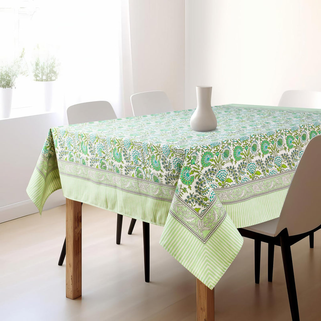 Cotton Tablecloth 60'' X 90'' Green Pattern Green