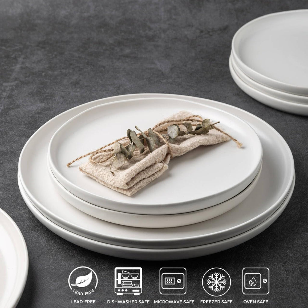 Ceramic Dinner Plates Set of 6, 10.25 Inch Stoneware Dishes Set