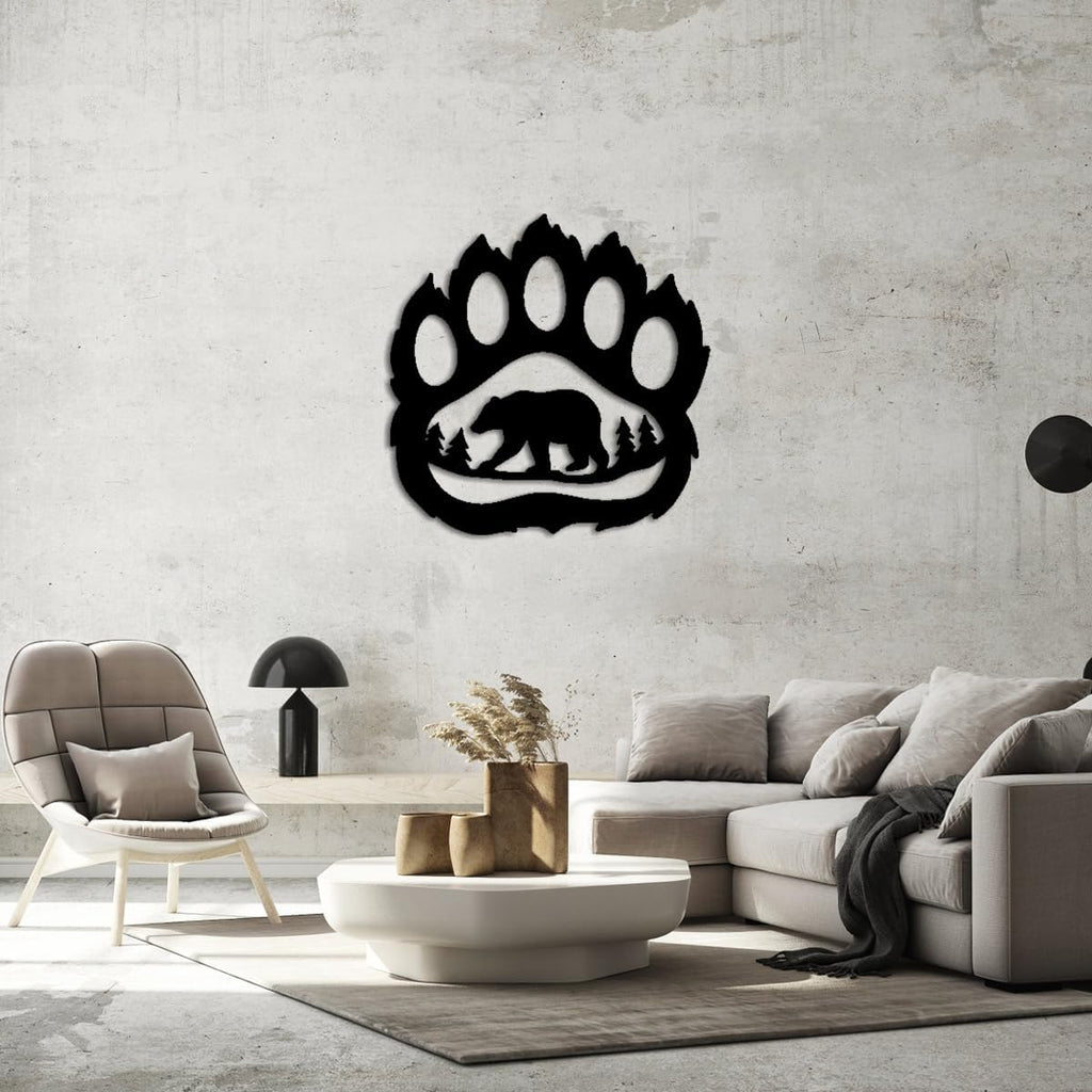 Bear Paw Forest Silhouette Metal Wall Art Decor Outdoor Decor Metal Signs Rustic Farmhouse Style Stunning Wall Decor