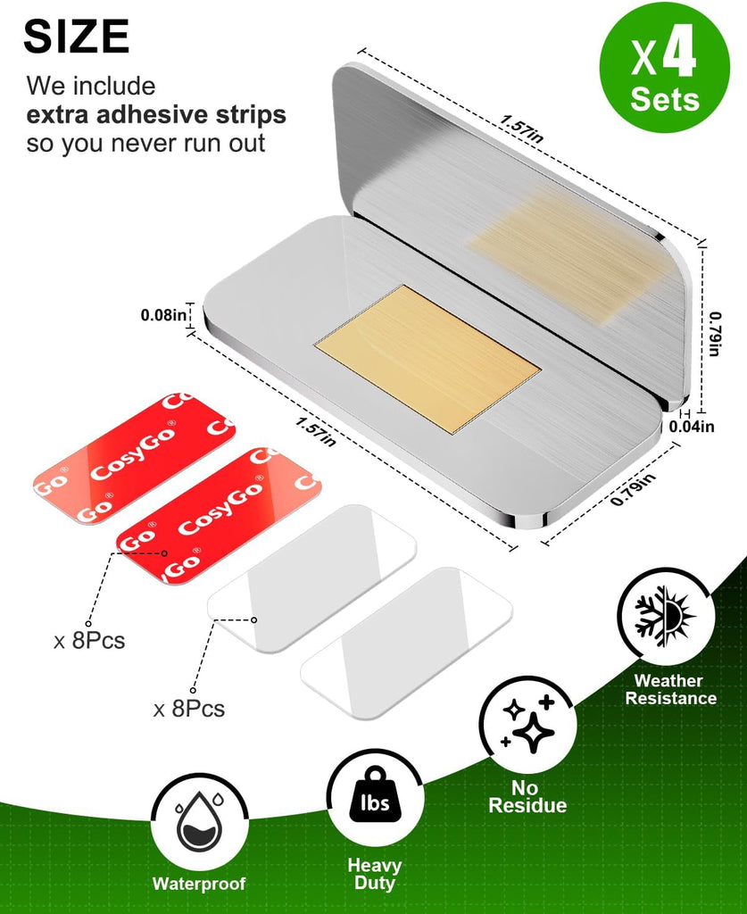 4Sets Extra Strong Magnetic Cabinet Door Catch, No-Drill Invisible Ultra Thin Magnets Door Closure, Drawer Magnets with