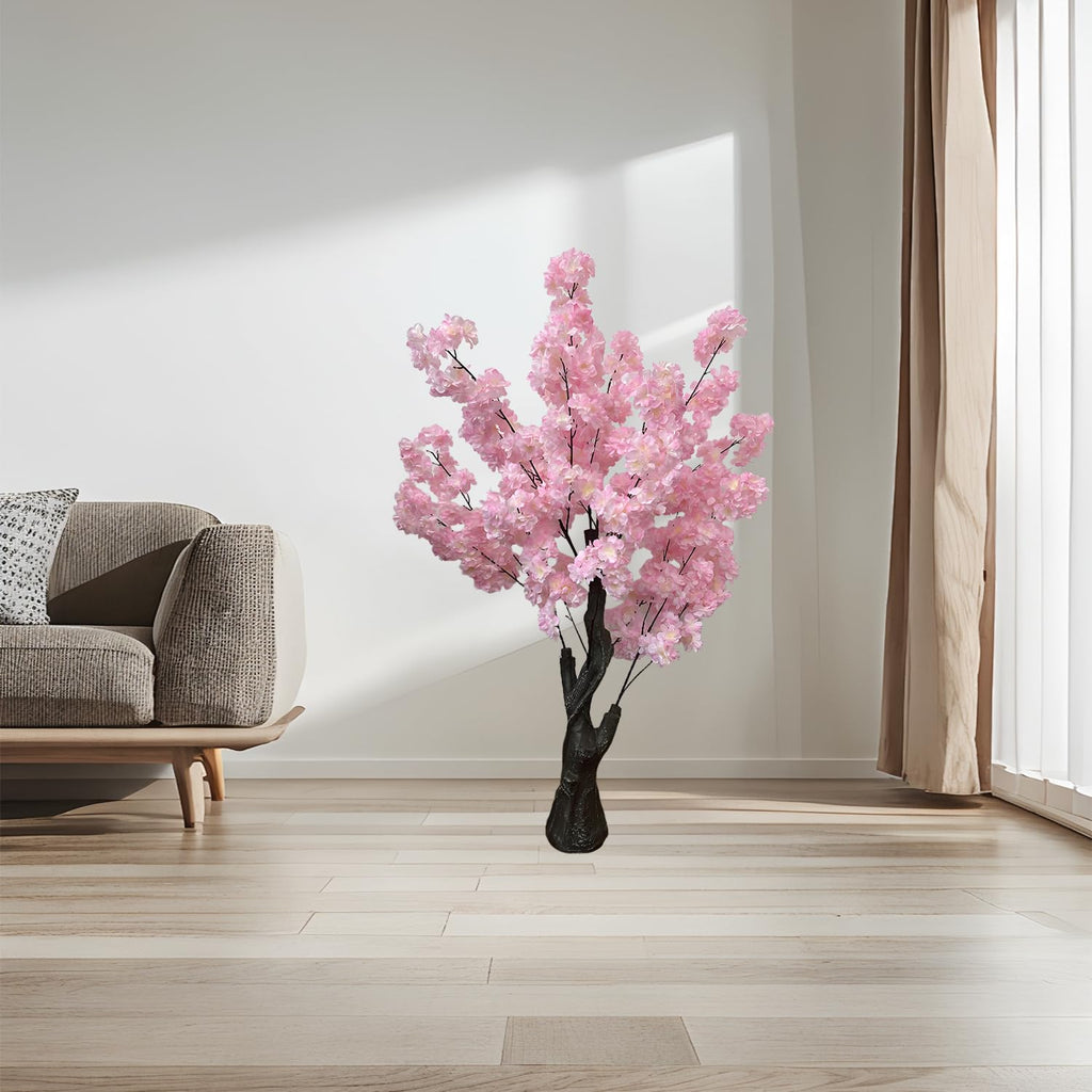 Artificial Cherry Blossom Tree, 4.3FT 2 Pack Pink Faux Cherry Blossom Tree, Wedding & Party Decoration, Indoor &