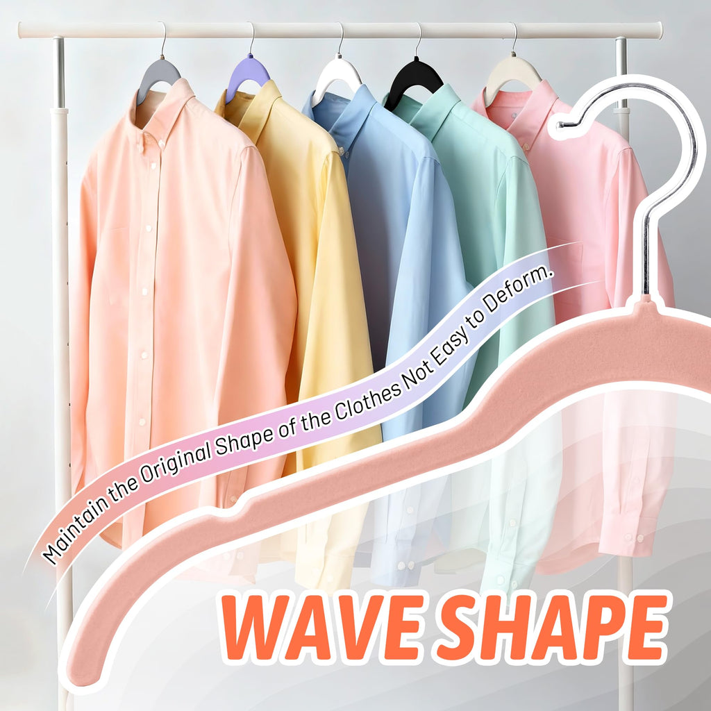 Velvet Hangers 30 Pack, Non-Slip Slim Felt Hangers Multicolor