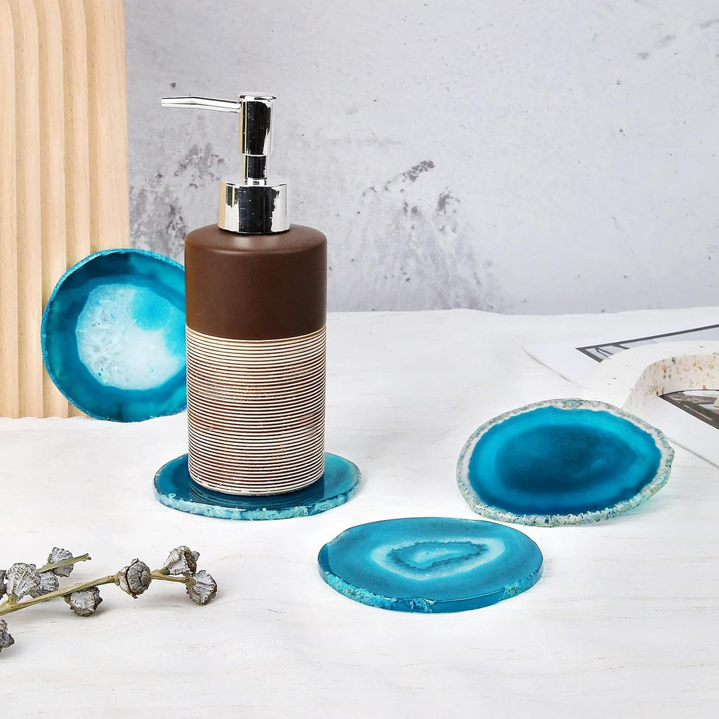 Blue Agate Coaster for Coffee Table - Set of 4