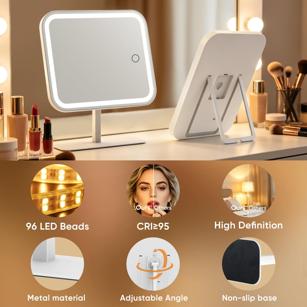 Large Lighted Vanity Makeup Mirror with 30X Magnifier