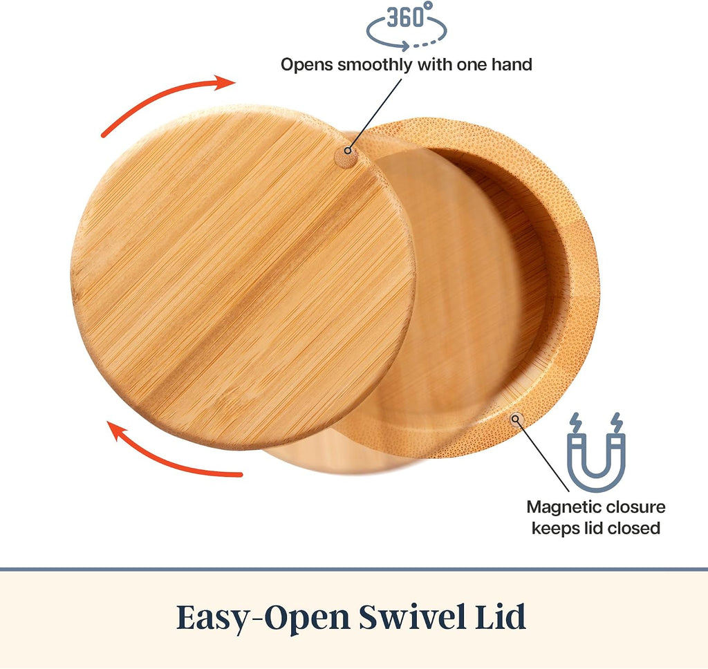 Salt Cellar with Swivel Lid, Salt Container for Countertop