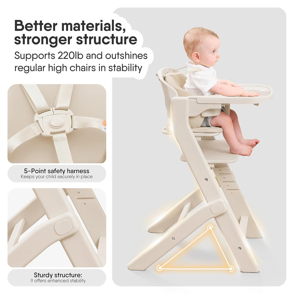 Fully Washable Baby High Chair for Babies and Toddlers(Beige) | Growth High Chair for Toddlers from 6 Months to 220