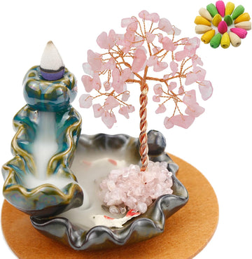 Backflow Incense Holder, Waterfall Incense Burner, Gemstone Money Tree Home Living Room Decorations Office