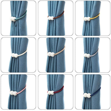 Magnetic Curtain Tiebacks, Decorative Curtain Holdbacks for Window Décor (Pink) - 2 Pack