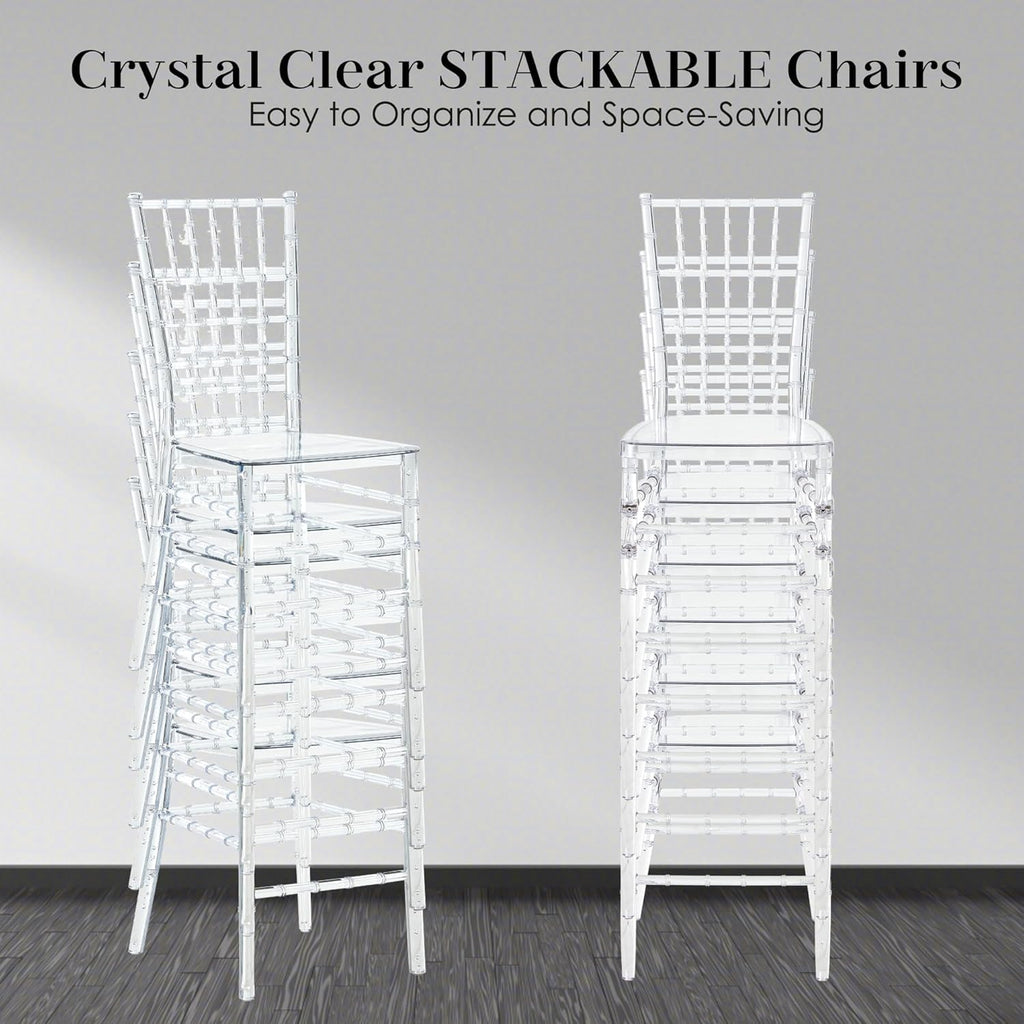 Clear Acrylic Ballroom Chairs, Modern Dining Chair Set of 12, Accent Event Ghost Chairs for Wedding Party Event