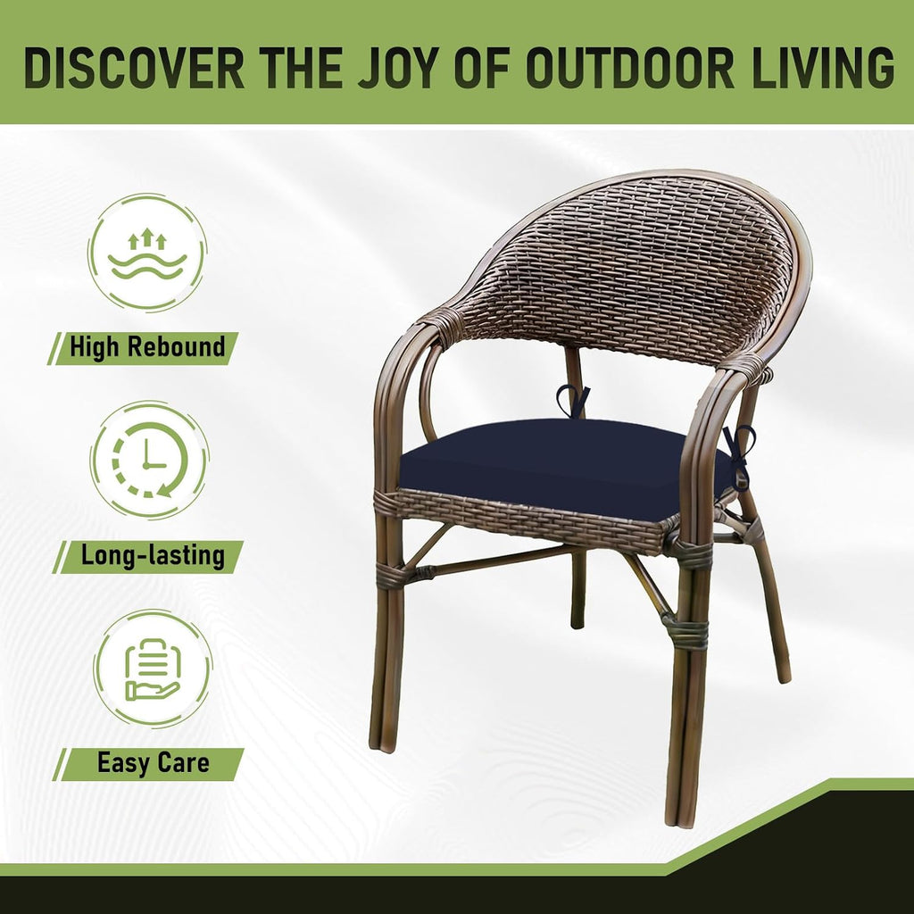Outdoor Chair Cushions Set of 4, Outdoor Cushions Furniture, Water Resistant Patio Chair Cushions with 2 Ties