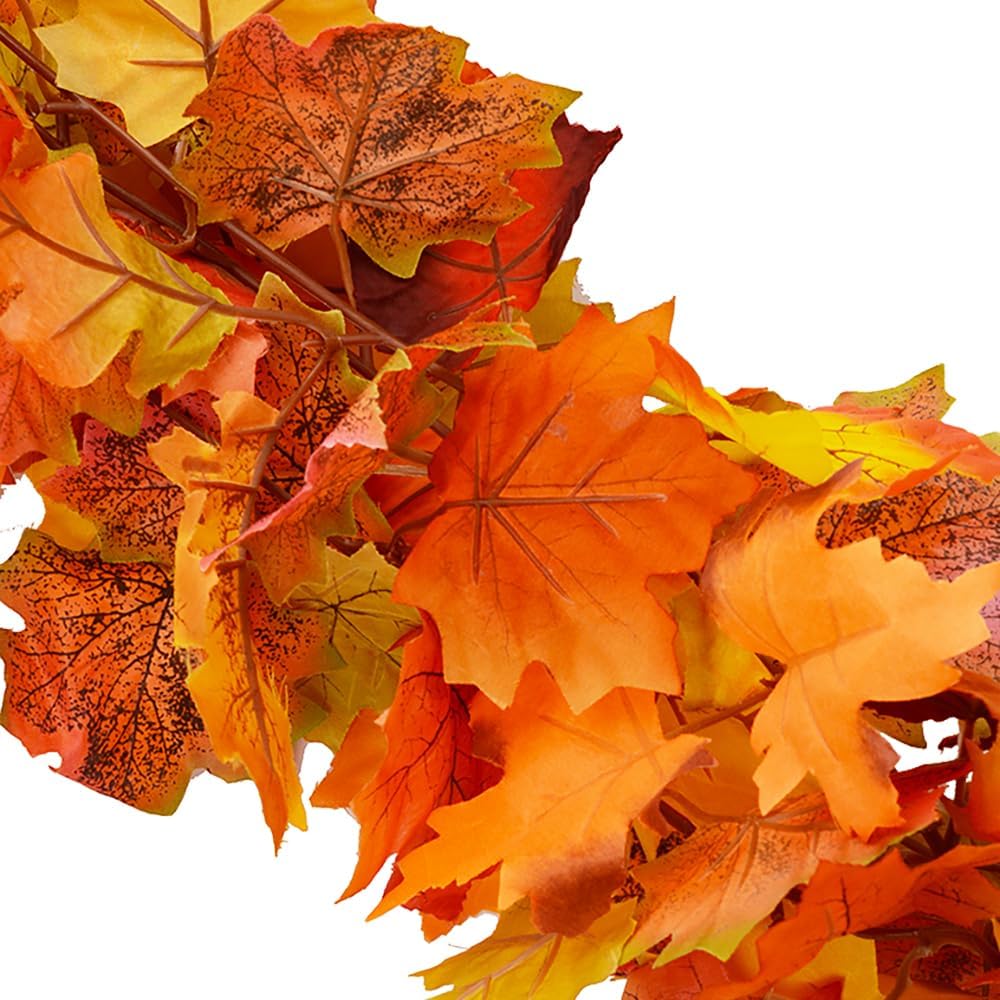 Fall Garland Maple Leaf Garland, 6 Ft/Piece, , Artificial Maple Leaves Hanging Vine, Thanksgiving Decor (3) - Set of 18