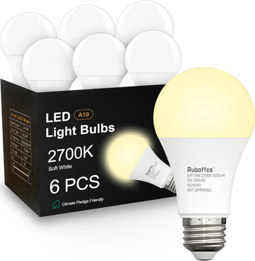 6 Packs A19 LED Light Bulbs,Soft White 2700K,100 Watt Equivalent