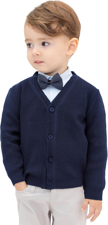 Baby Boys Basic Long Sleeve V-Neck Classic Knit Cardigan Sweater