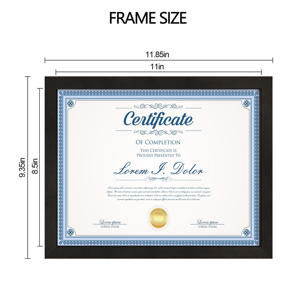 8.5 by 11 Picture Frame with Real Glass, Wood Frame(Black, 3 Pack)
