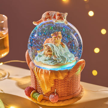 Cat Snow Globe Birthday Music Box Birthday Xmas Gifts for Girl Women Sister