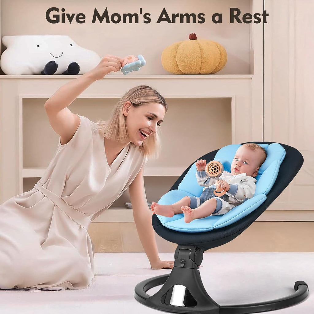 Electric Baby Swing Remote/Touch Speed Bluetooth 12 Melodies Blue