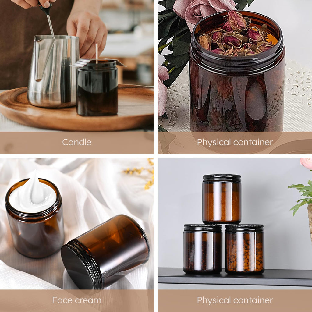 8oz Glass Jars with Lids, 30 Pcs Amber Candle Jars for Making Candles