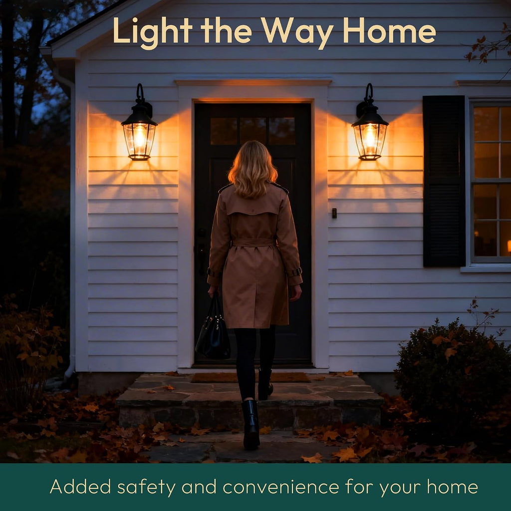 Amber ST19 Dusk to Dawn LED Outdoor Light Bulb, 700LM Sunlight Sensor Light Bulbs, 7W (60W Equivalent), 2200K Warm