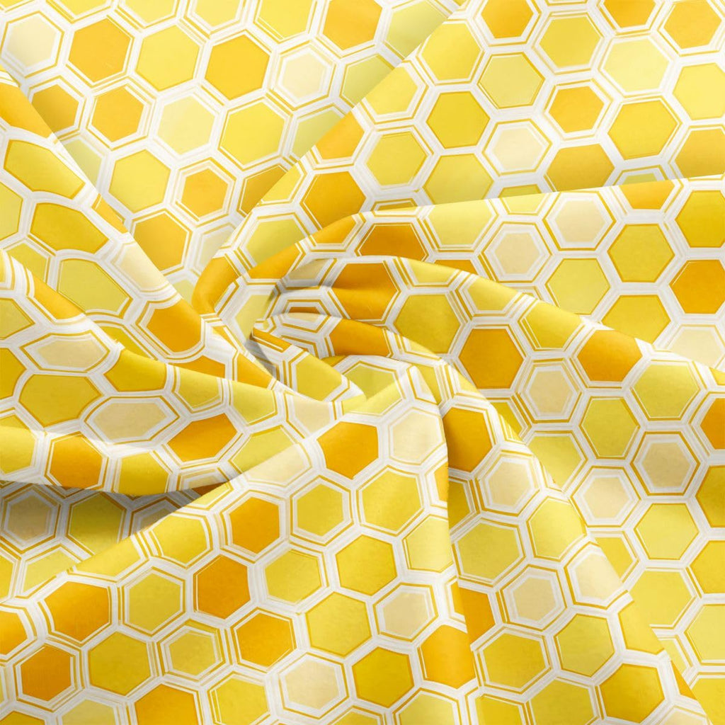 Honeycomb Fabric by The Yard Hexagon Theme Soft Polyester Fabrics for Chairs Sofa Geometrical Beehive Craft Fabric