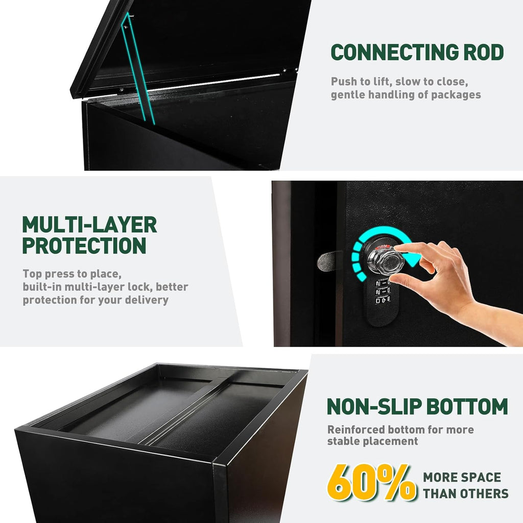 Package Delivery Boxes Drop Boxes with Secure Storage - Black