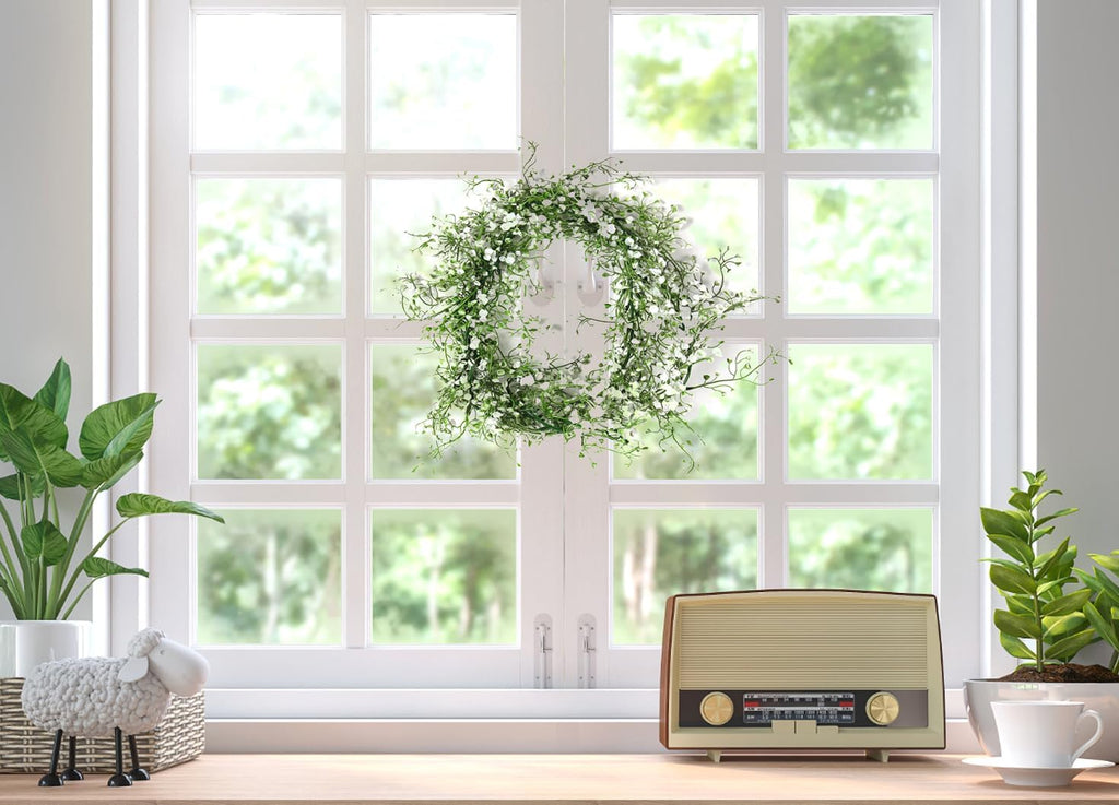 Artificial Wisteria Garlands 5.6Ft Plastic Hanging Vines White - Set of 2