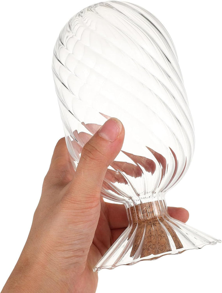 Glass Match Cloche Holder with Cork Stopper for Fireplace and Dining Table, 7.1x3.5 Inch Glass Container Keeps